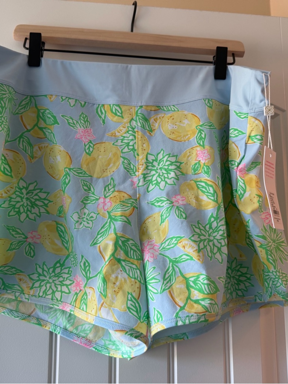 Lilly Pulitzer Sky Blue Lemon-Print Athletic Shorts